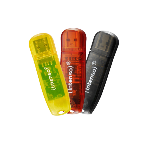 INTENSO PEN DISK RAINBOW LINE 32GB  USB 2.0  CONFEZIONE DA 3 PEZZI (ARANCIONE-ROSSA-NERA)