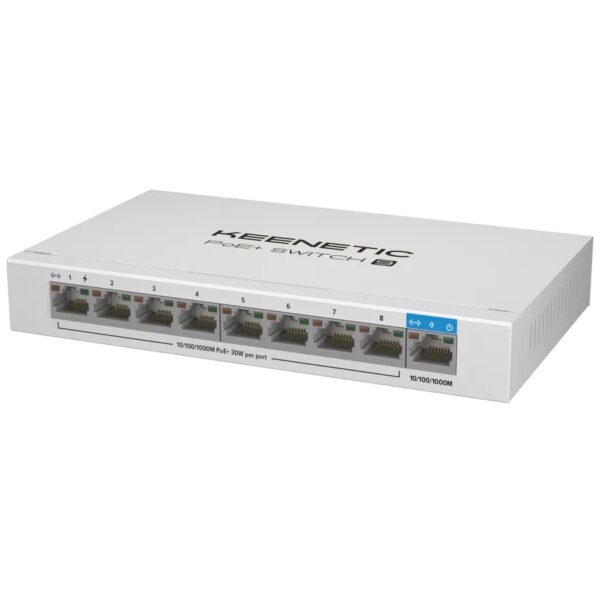 KEENETIC POE+ SWITCH 9 (KN-4710), SWITCH 1 PORTA 1GBPS + 8 PORTE 1 GBPS POE+, 30W 802.3af/at (PoE+)