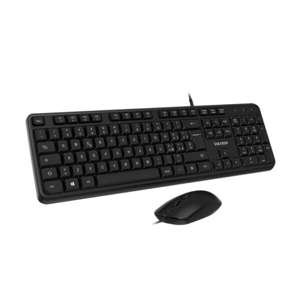 VULTECH TASTIERA E MOUSE BUNDLE, CON FILO USB, 2000DPI