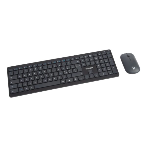 VULTECH TASTIERA E MOUSE BUNDLE, WIRELESS LOW PROFILE A FORBICE, TASTI FUNZIONALI, 2000DPI REGOLABIL