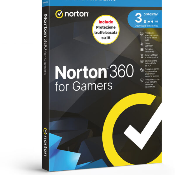 NORTON 360 FOR GAMERS 2026 -ANTITRUFFA- 3 DISPOSITIVI 12 MESI 50GB - IT BOX