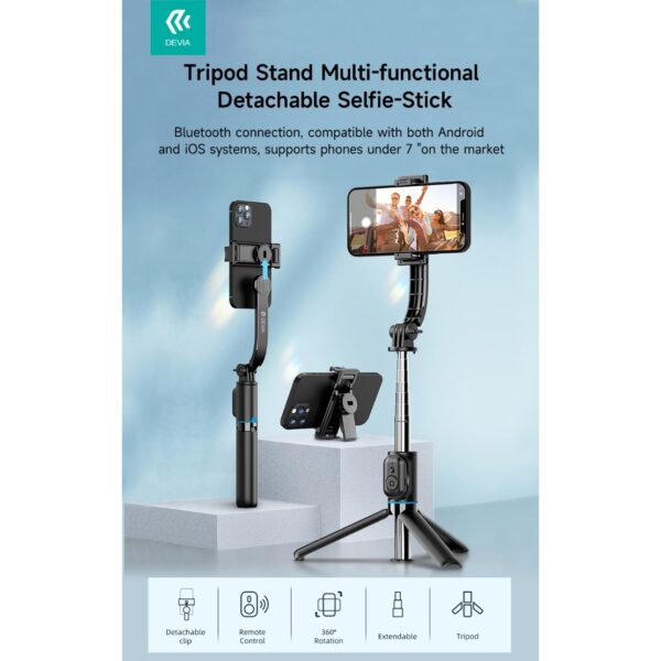 Supporto smartphone treppiede e selfie-stick con telec. devia