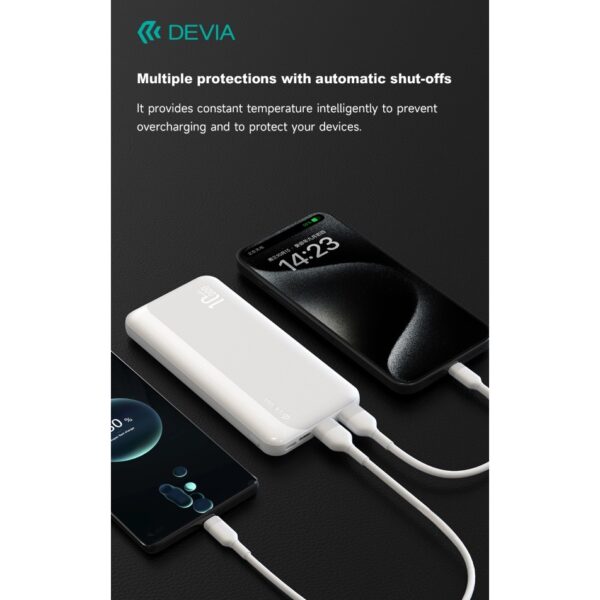 Power bank 10000mah devia 2 ingressi 2 uscite 2.1a bianco