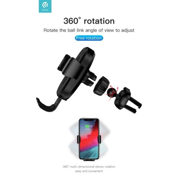 Supporto smartphone a gravita' con carica wireless 10w devia
