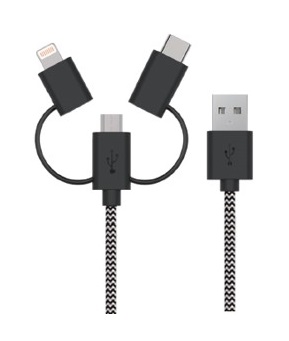 Cavo usb 3in1 con conn. apple 8pin/microusb/type-c tecno tc133