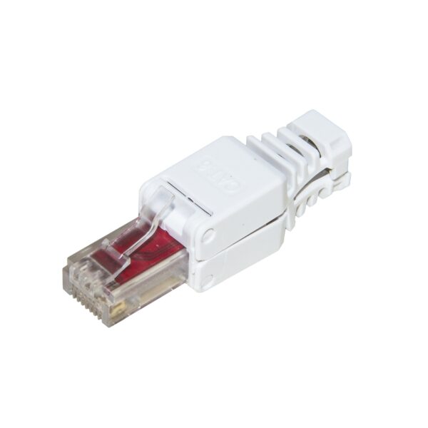 Plug rj45 cat.6 utp bianco tooless con copriconnettore lkpl86t