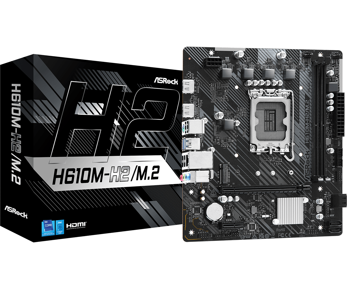 Scheda madre asrock h610m-h2/m.2 sk1700 2*ddr4 m.2 2*hdmi