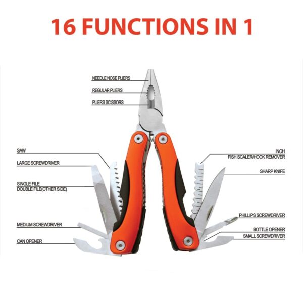 Pinza multifunzione 16 in 1 colore arancione