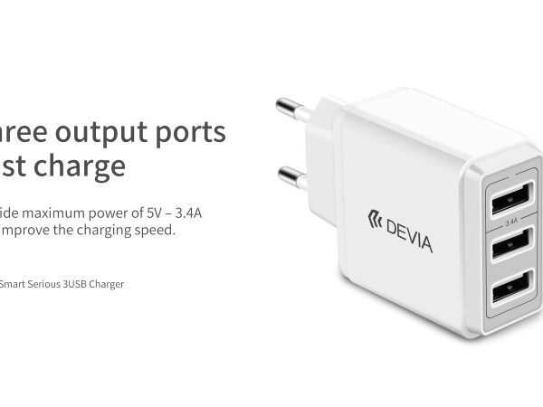 Caricatore ac/usb devia 3 uscite 3.4a 17w bianco
