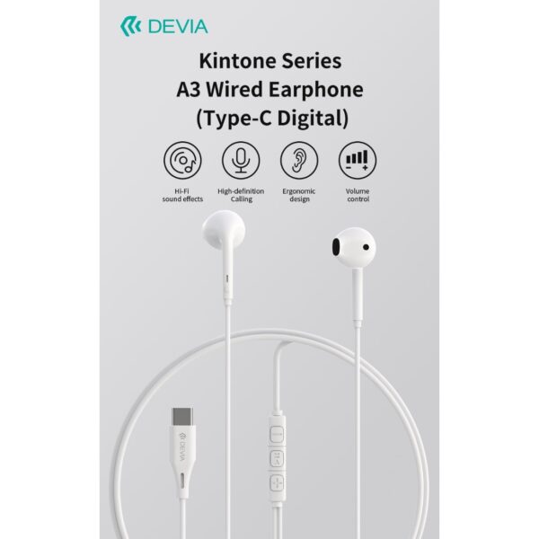 Auricolari a3 digital connettore type-c e contr. remoti devia wh