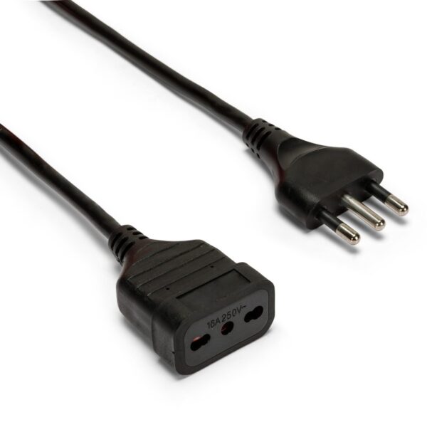 Prolunga elettrica 10/16a m <-> 10/16a f 3mt nero