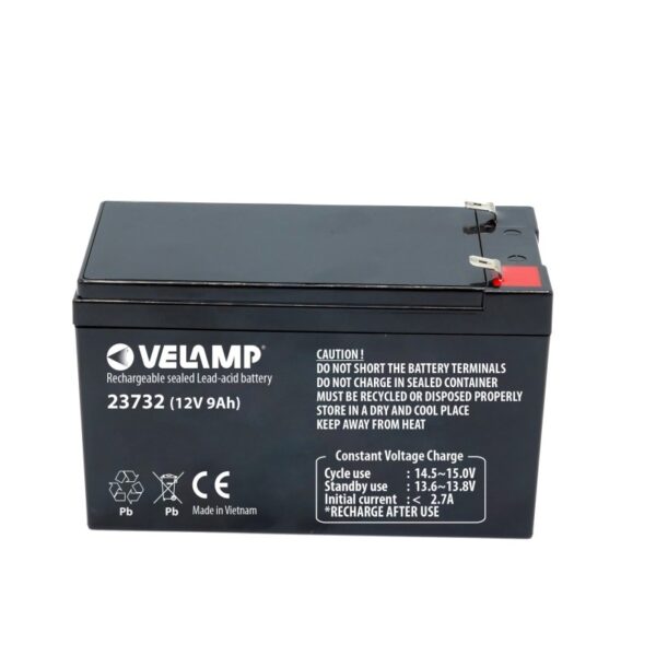 Batteria per ups al piombo 12v 9ah velamp tecnid attacchi faston