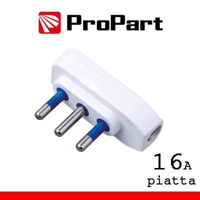 Spina italiana 16a 2p+t piatta bianca propart