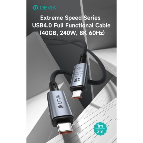 Cavo usb type-c maschio/maschio 40gbps 240w 8k 1mt devia nero