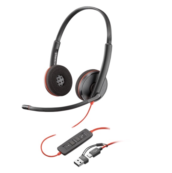 Cuffie con microfono hp poly bw 3220 usb-a + type-c