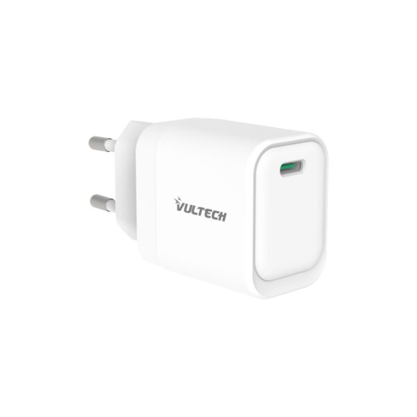 VULTECH CARICATORE ADATTATORE UNIVERSALE, 1 X TYPE-C PD30W GAN PPS 33W, BIANCO COMPATTO