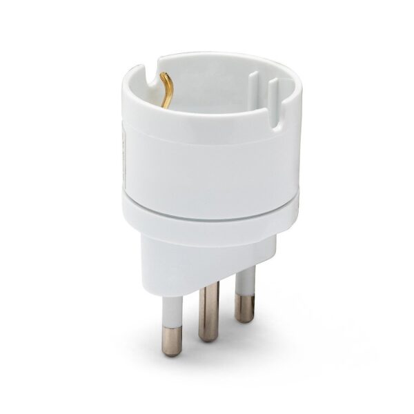 Adattatore da 1 spina italiana 16a a presa schuko bianco velamp