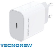 Caricatore ac/usb tecnonew 1 porta type c 3a 20w pd tn-882c-20w
