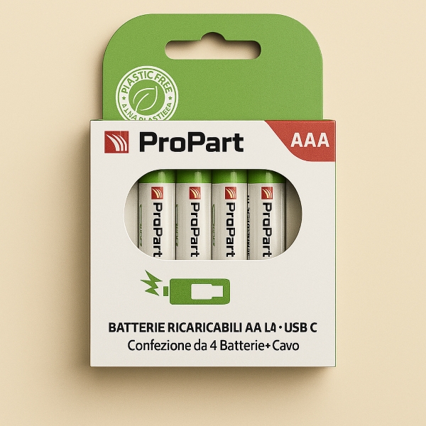 Batteria mini stilo litio ricaricabile 1250mha 4pz +cavo propart