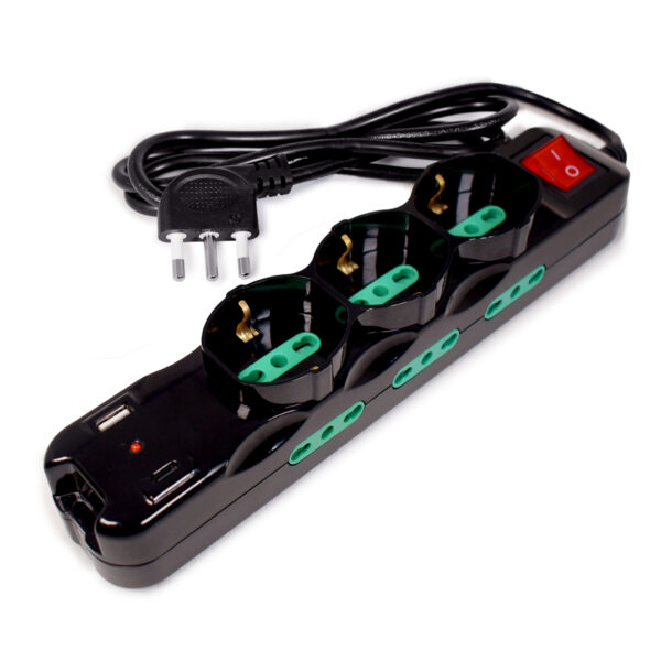 TECNOWARE MULTIPRESA INPUT ITA 16A, 3 USCITE ITA/SCHUKO, 6 ITA 10/16A, USB-A, USB-C