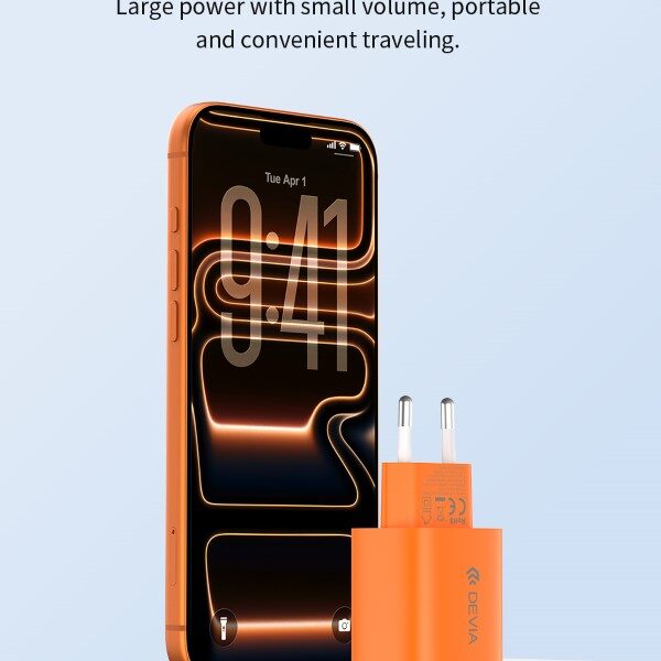 Caricatore ac/usb type-c devia 40w (max 60w) gan ultra fast oran