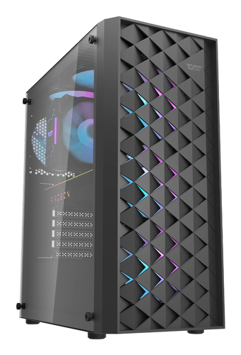DARKFLASH DK351 PC CASE, ATX/MICRO-ATX/MINI-ITX MOTHERBOARD SUPPORT, 4 ARGB FANS, TEMPERED-GLASS